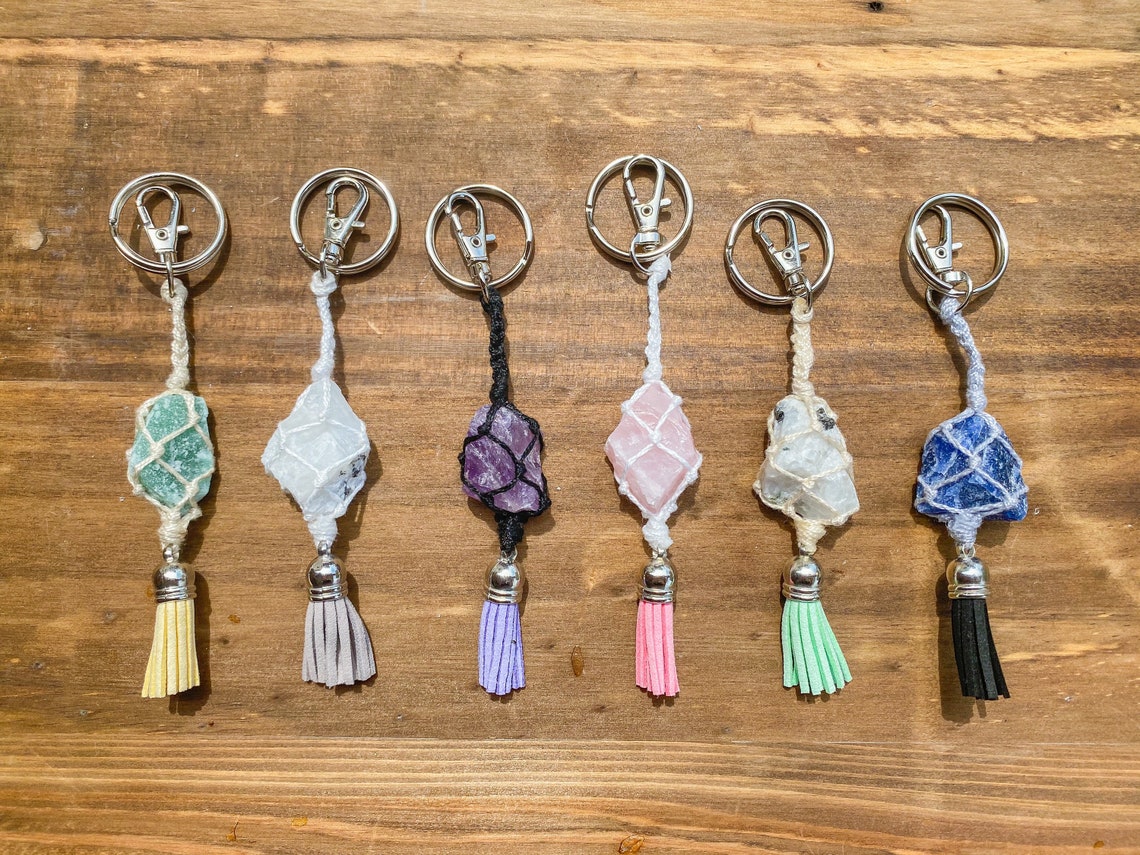 Custom Crystal Keychain // Grade A Raw Crystals // Etsy