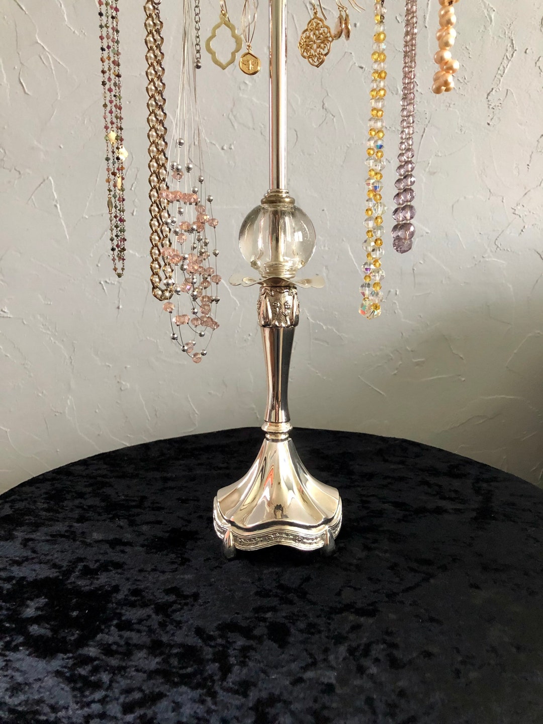 Vintage Jewelry Holder Repurposed Silver Plated Lamp Etsy