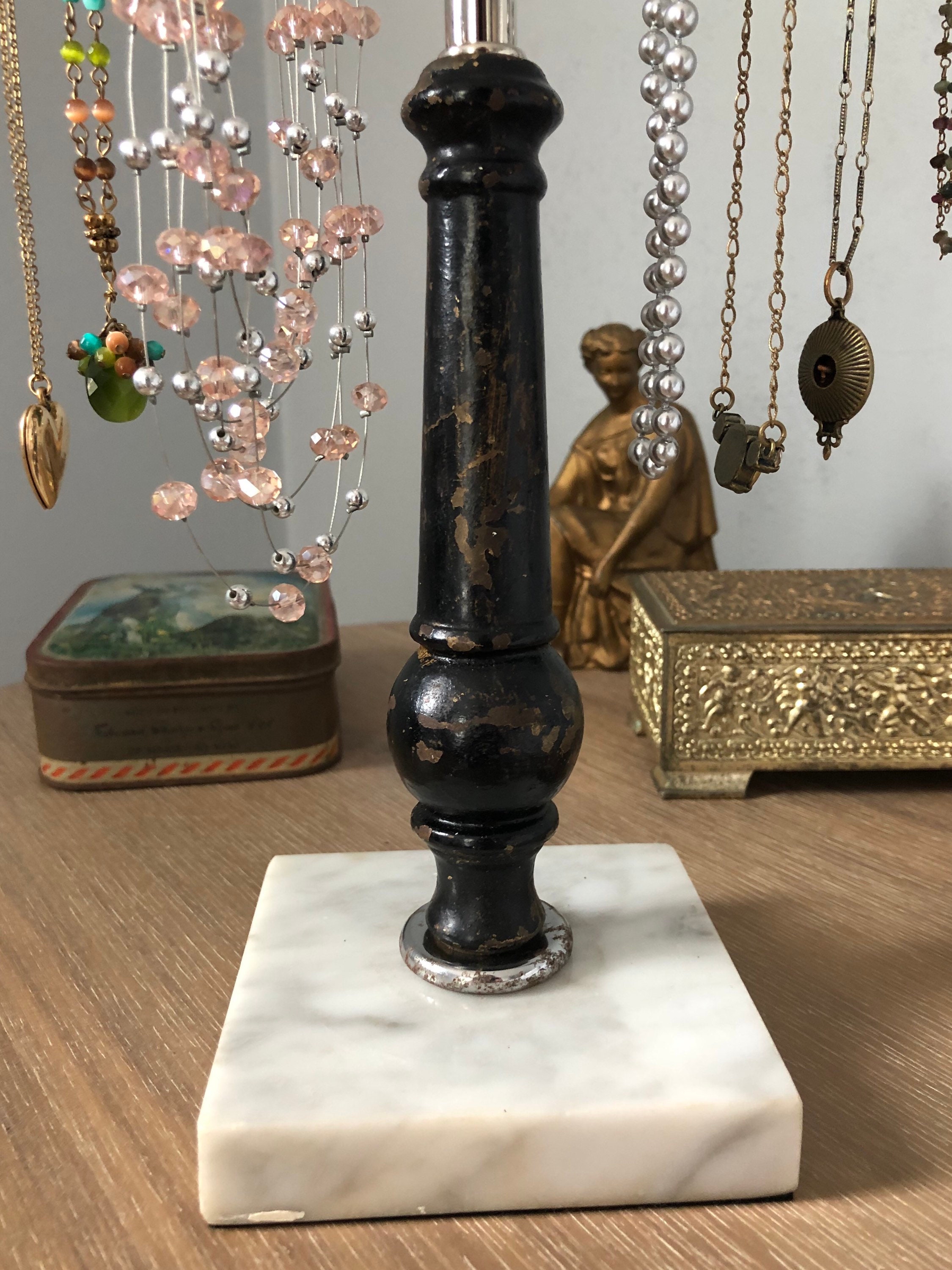 Marble and Metal Jewelry Organizer Jewelry Stand Etsy