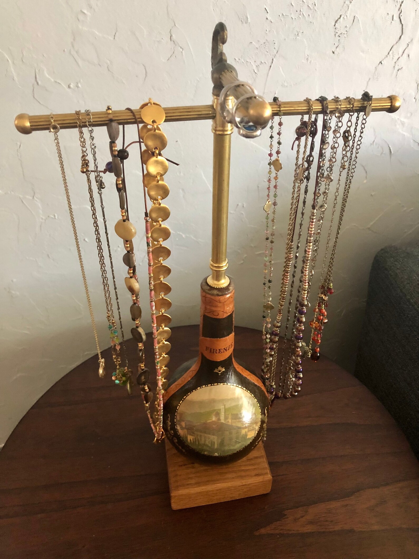 Unique Jewelry Holder Repurposed Leather Covered Wine Bottle Etsy