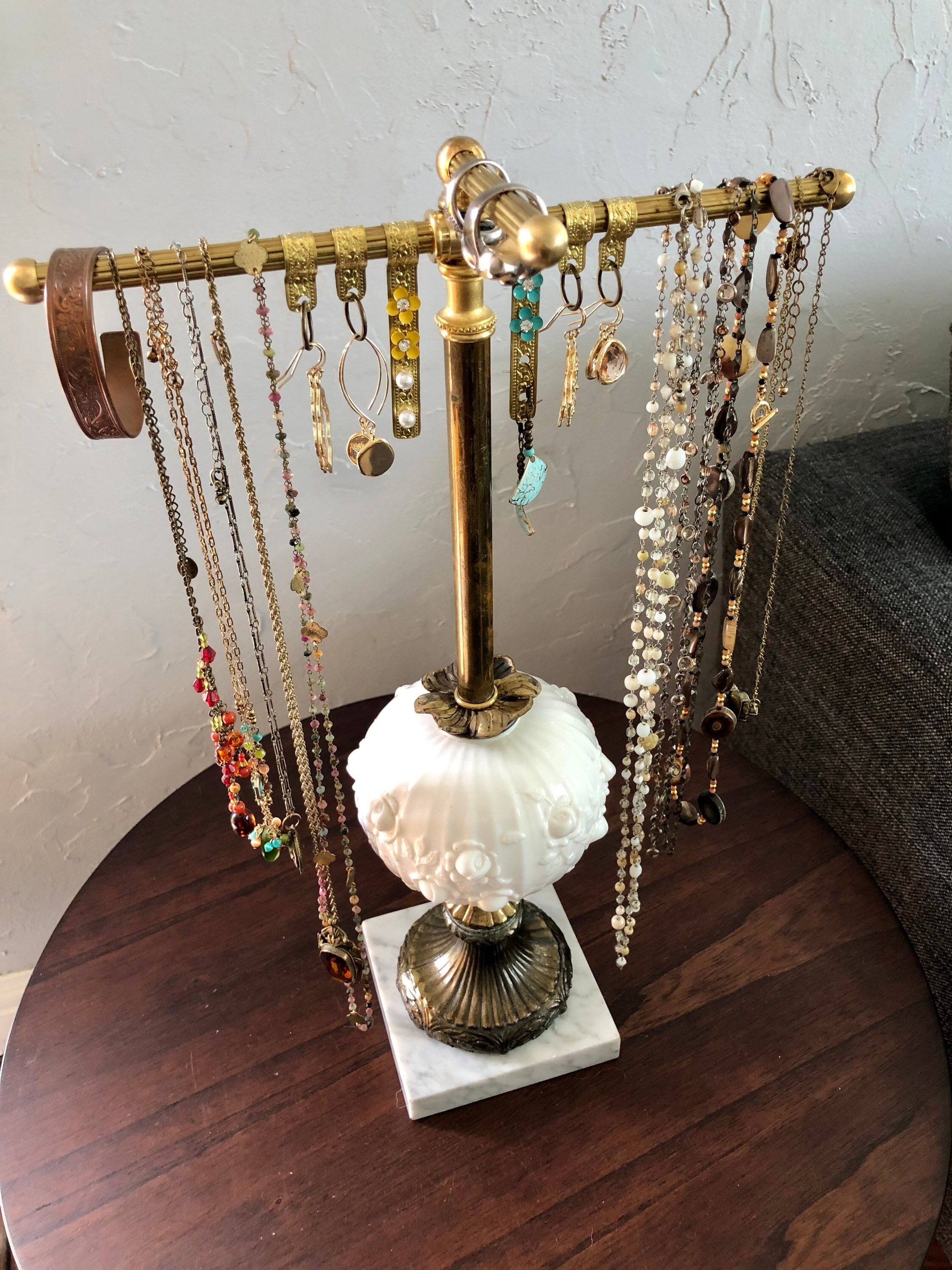 Vintage Jewelry holder repurposed Fenton lamp vintage Etsy