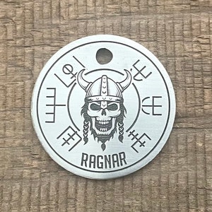 Viking Dog Tag, Vegvisir, Norse Pet ID Tag, Personalized Dog Tag, Microchip Pet Tag, Custom Dog Tags, Dog Collar Tag, Thick