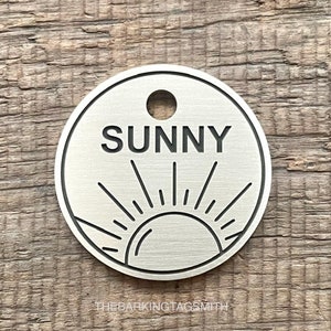 Sun Dog Tag, Sunshine Pet ID Tag, Personalized Dog Tag, Cat Tag, Custom Dog Tags, Dog Collar Tag, Soleil