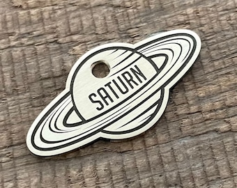 Saturn Shape Dog Tag, Planet Pet ID Tag, Space Pet Tag, Cat ID Tag, Dog ID Tag, Custom Dog Tags, Dog Collar Tag