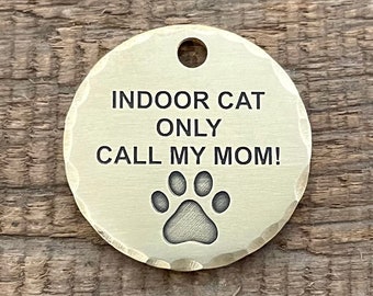 Etiqueta de identificação para gatos, para uso exclusivo em ambientes internos, com a inscrição "Ligue para minha mãe", etiqueta de identificação para gatinhos, personalizada, com microchip, sob encomenda.