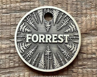 Forest Dog Tag, Engraved Woodland Pet ID Tag