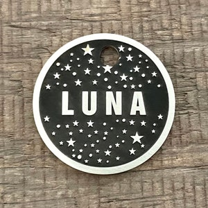 Luna Dog Tag, Pet ID Tag, Personalized Dog Tag, Microchip Pet Tag, Custom Dog Tags, Luna, Dog Collar Tag, Unique, Cute, Thick