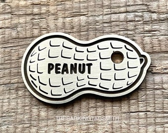 Peanut Dog Tag, Peanut Shape Pet ID Tag, Cat ID Tag, Custom Dog Tags, Dog Collar Tag