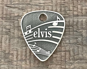 Music Dog Tag, Guitar Pick Pet ID Tag, Plectrum, Personalized Dog Tag, Cat Tag, Kitten Collar Tag,  Custom, Dog Collar Tag, Unique, Cute