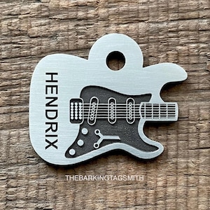Médaille pour animal de compagnie en forme de guitare, médaille pour chien musique, médiator, médaille d&#39;identification pour animal de compagnie, médiator, médaille pour chien personnalisée, médaille pour chat, personnalisé, médaille de collier de chien,