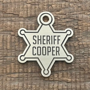 Sheriff Badge Dog Tag, Pet ID Tag, Personalized Dog Tag, Microchip Pet Tag, Custom Dog Tags, Dog Collar Tag
