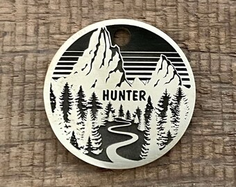 Adventure Dog Tag, Pet ID Tag, Personalized Dog Tag, Outdoors Pet Tag, Custom Dog Tags, Luna, Dog Collar Tag, Unique, Cute, Thick