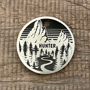 Adventure Dog Tag, Pet ID Tag, Personalized Dog Tag, Outdoors Pet Tag, Custom Dog Tags, Luna, Dog Collar Tag, Unique, Cute, Thick