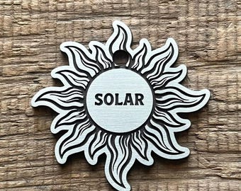 Sun Shape Deep engraved Pet ID Tag, celestial Sunshine Dog Tag