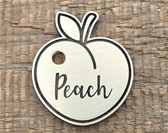 Peach Dog Tag, Pet ID Tag, Personalized Dog Tag, Microchip Pet Tag, Custom Dog Tags, Luna, Dog Collar Tag, Unique, Cute,