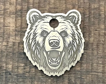 Bärenform Hundemarke, Grizzlybär Haustier-ID-Tag, personalisierte Hundemarke, personalisiert, Hundehalsbandmarke, Hundemarke