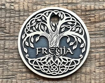 Tree Of Life Dog Tag, Celtic Tree, Viking Pet ID Tag, Fantasy Cat ID Tag, Personalized Dog Tag, Pet ID Tag, Custom Dog Collar Tags