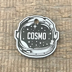 Astronaut Helmet Pet Tag, Luna Dog Tag, Space Pet ID Tag, Personalized Dog Tag, Stars Tag, Outer Space Dog Tags, Luna, Cosmo