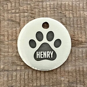 Paw Print Dog Tag, Cat ID Tag, Dog Tag, Pet ID Tag, Personalized Dog Tag,  Pet Tag, Custom Dog Tags, Dog Collar Tag, Deep Engraving