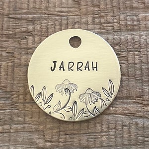 Placa floral para mascotas, placa para perro, placa para gato, placa de identificación para gato, placa personalizada para gato, placa de identificación para perro, placa grabada para gato, placa para collar, placa de identificación personalizada, placa de identificación para mascota