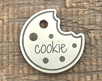 Cookie Dog Tag, Cat ID Tag,  Pet ID Tag, Personalized Dog Tag, Chocolate Chip, Custom Dog Tags, Dog Collar Tag, Unique, Cute, Buscuit