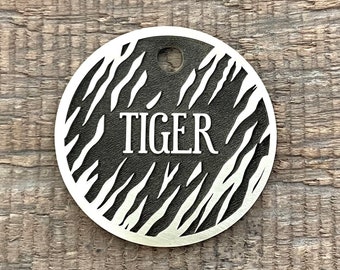 Tiger Pet Tag, Tiger Stripe Cat Tag, Kitten, Pet ID Tag, Personalized Dog Tag,  Pet Tag, Custom Dog Tags, Tiger Print, Jungle