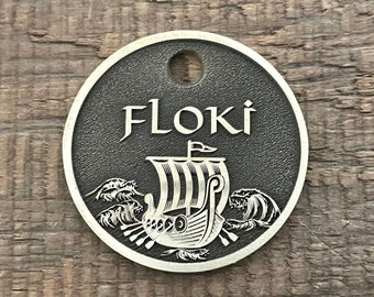 Floki Dog Tag, Viking Boat Pet ID Tag, Personalized Dog Tag