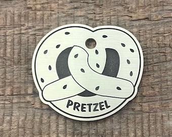 Pretzel hundbricka, husdjurs-ID-bricka, katt-ID-bricka, anpassade hundbricka, hundhalsbandsbricka,