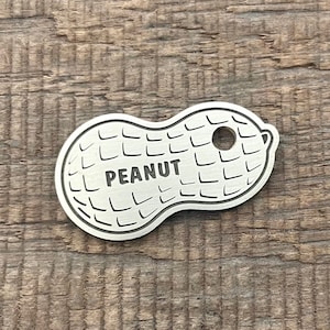 Peanut Dog Tag, Peanut Shape Pet ID Tag, Cat ID Tag, Custom Dog Tags, Dog Collar Tag