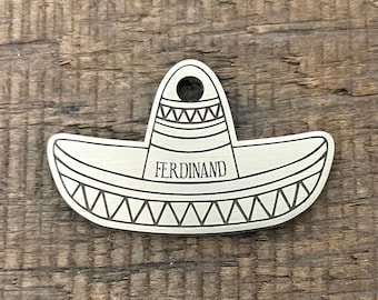 Sombrero-hundbricka, husdjurs-ID-bricka, katt-ID-bricka, anpassade hundbricka, hundhalsbandsbricka