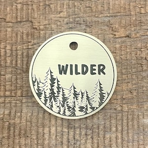 Forest Pet Tag, Dog Tag with Trees, Adventure, outdoors, Pet ID Tag