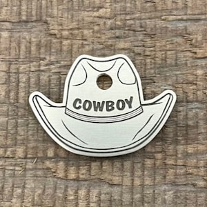 Cowboy Hat Shape Dog Tag, Western Pet ID Tag, Country Pet Tag, Cat ID Tag, Custom Dog Tags, Dog Collar Tag