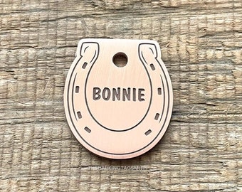 Horseshoe Dog Tag, Country Pet ID Tag, Custom Dog Tags, Dog Collar Tag