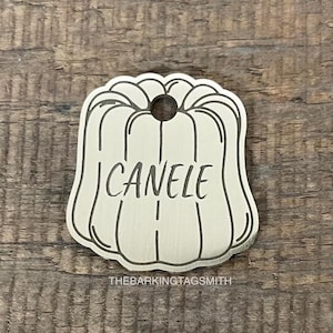 Canele Shape Dog Tag, Pastry Pet ID Tag, Cake Tag, Cat ID Tag, Custom Dog Tags, Dog Collar Tag