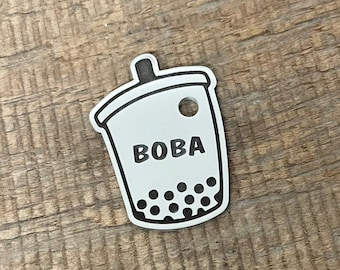 Bubble Tea Shape Dog Tag, Boba Tea Pet ID Tag, Cat ID Tag, Custom Dog Tags, Dog Collar Tag