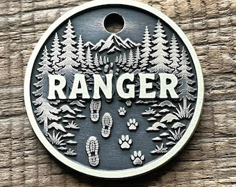 Hiking Buddy Adventure Deep Engraved Pet Tag, Forest and Outdoors, Wilderness Dog Tag