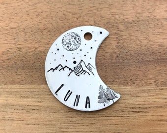 crescent moon dog tag