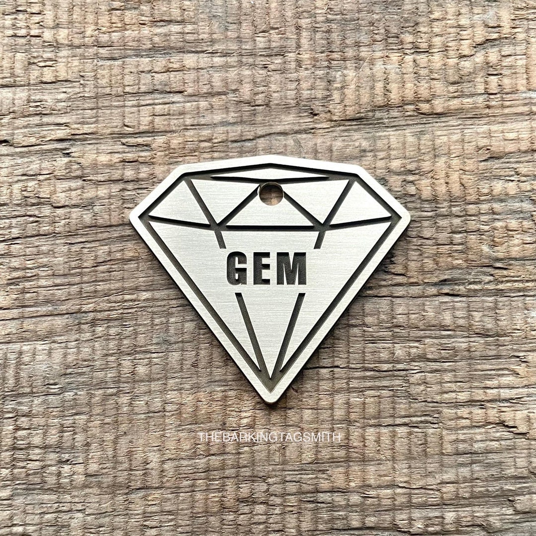 Diamond Shape Dog Tag, Crystal ID Tag, Personalized Dog Tag, Custom ...