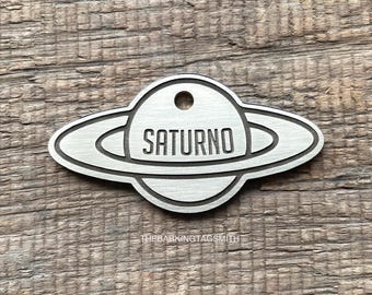 Saturn Shape Dog Tag, Planet, Space Pet ID Tag, Personalized Dog Tag, Universe Pet Tag, Custom Dog Tags, Dog Collar Tag,