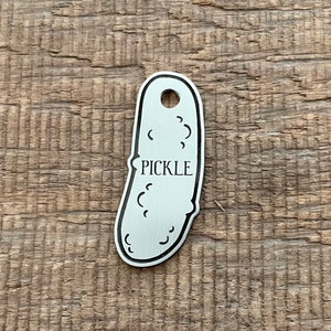 Pickle Shape Dog Tag, Gherkin Pet ID Tag, Dill, Cat ID Tag, Dog ID Tag