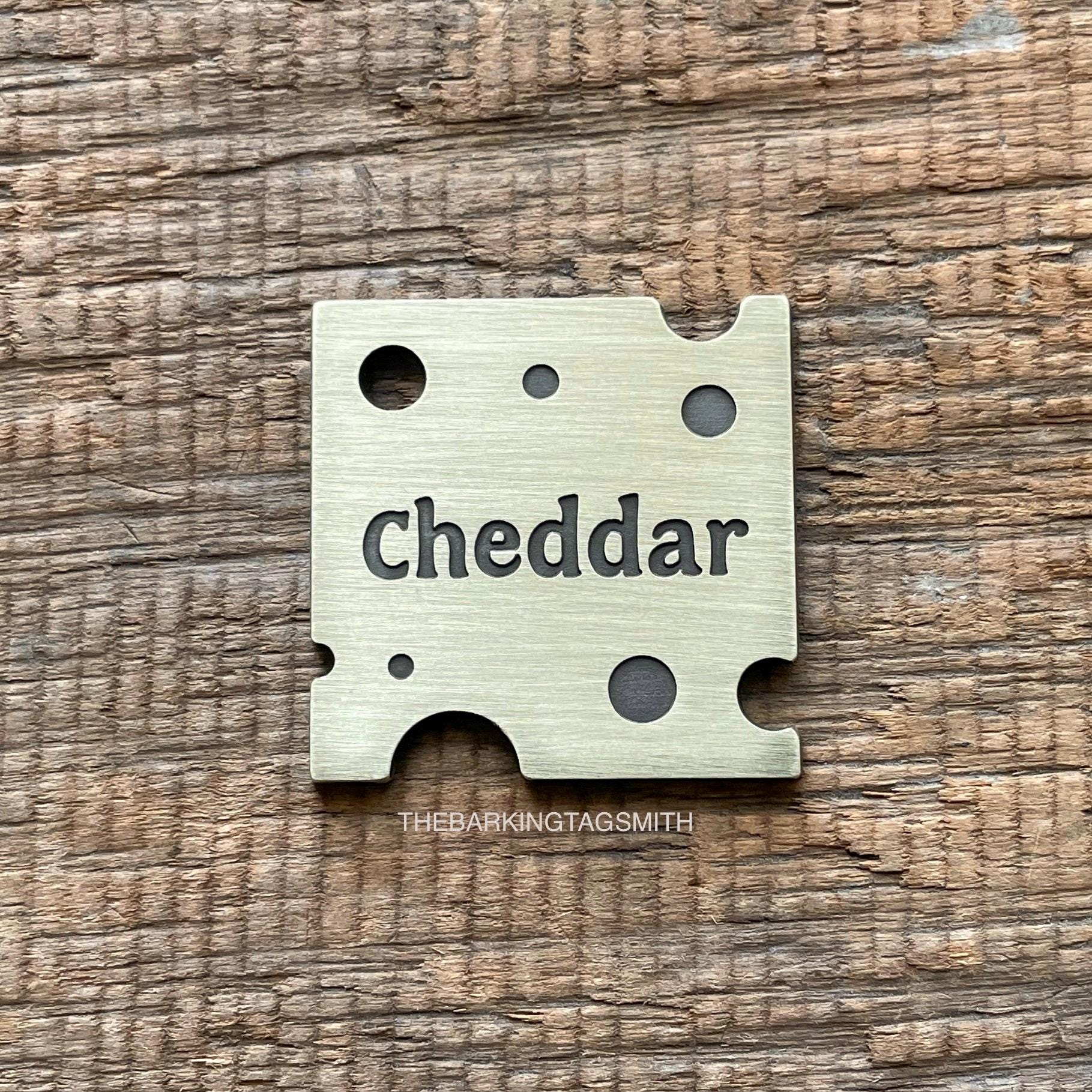 Cheese Shape Dog Tag, Cheddar Pet ID Tag, Cheese Slice, Cat ID Tag, Custom Dog Tags, Dog Collar Tag