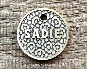 Leopard Print Deep Engraved Pet ID Tag, Animal Print Dog ID Tag, Cheetah Cat ID Tag