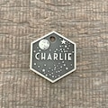 Space Dog Tag, Hexagon Pet ID Tag, Personalized Brass Dog Tag, Microchip Pet Tag, Custom Dog Tags, Luna, Dog Collar Tag, Unique, Cute, Thick product logo