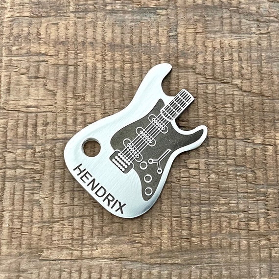 Collier de médiator de guitare, guitare rock en acier inoxydable / noir /  plaqué