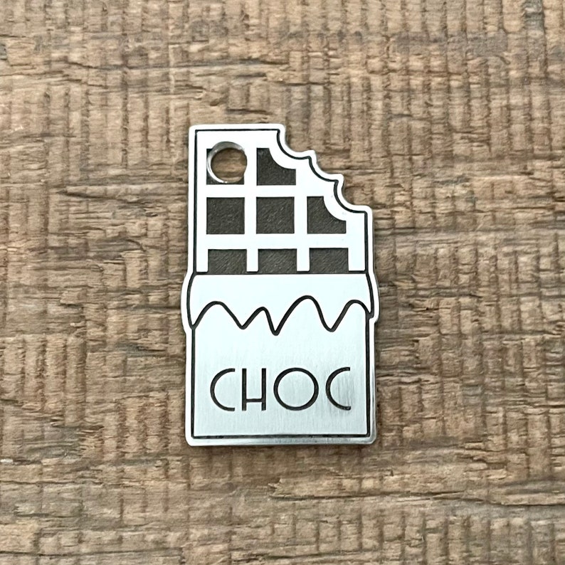 Chocolate Bar Dog Tag, Pet ID Tag, Personalized Dog Tag, Microchip Pet Tag, Custom Dog Tags, Fudge,, Dog Collar Tag, Unique, Cute, Thick image 2