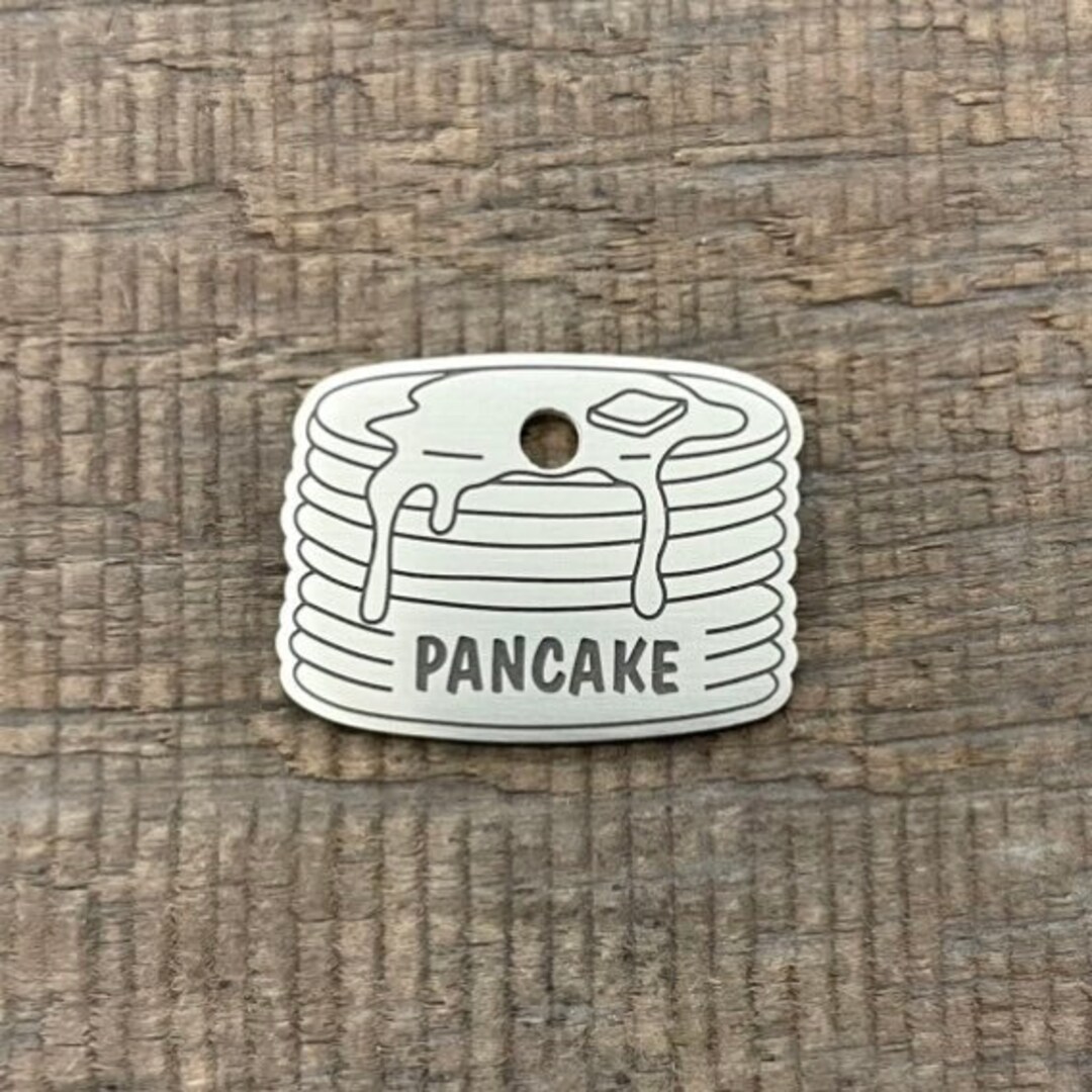 Pancake Shape Dog Tag, Waffles Pet ID Tag, Food Pet Tag, Cat ID Tag, Custom Dog Tags, Dog Collar