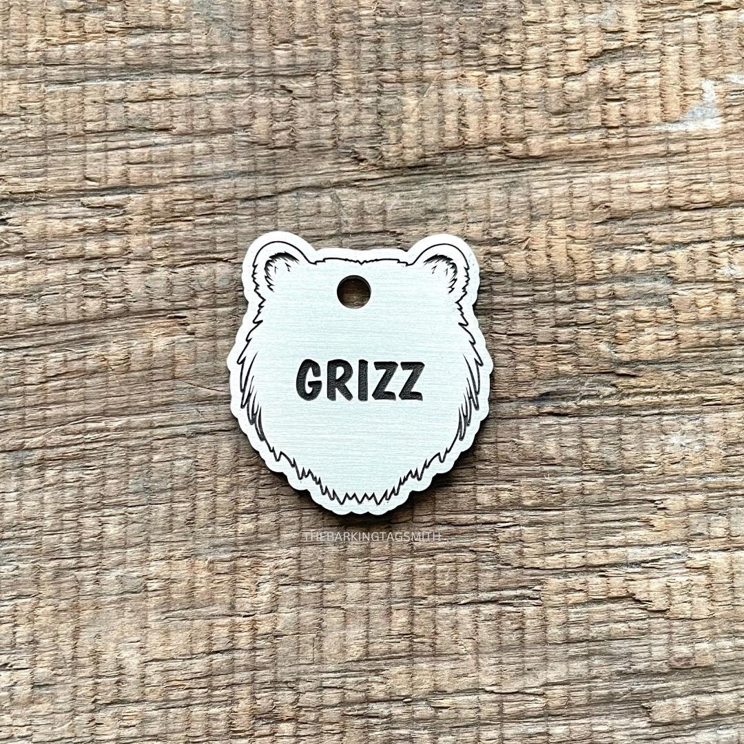 Bear Shape Dog Tag Grizzly Bear Pet ID Tag Personalized Dog Tag Custom Dog Collar Tag Dog ID Tag Etsy