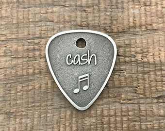 Music Dog Tag, Guitar Pick Pet ID Tag, Plectrum, Personalized Dog Tag, Cat Tag, Kitten Collar Tag,  Custom, Dog Collar Tag, Unique, Cute