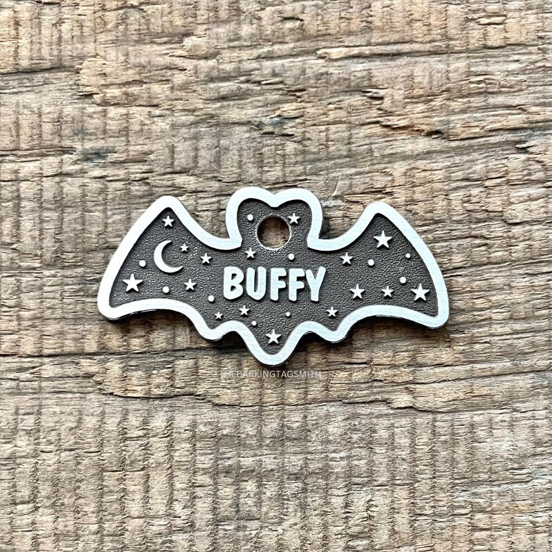 Bat Shape Dog Tag, Vampire Pet ID Tag, Cat ID Tag, Custom Dog Tags, Dog Collar Tag