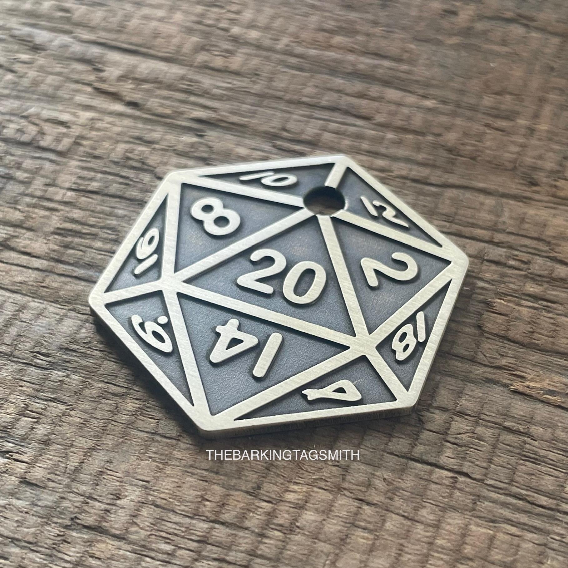 D20 Dog Tag, Dice Pet ID Tag, RPG Gamer Tag, Cat ID Tag, Custom